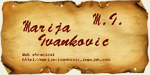 Marija Ivanković vizit kartica